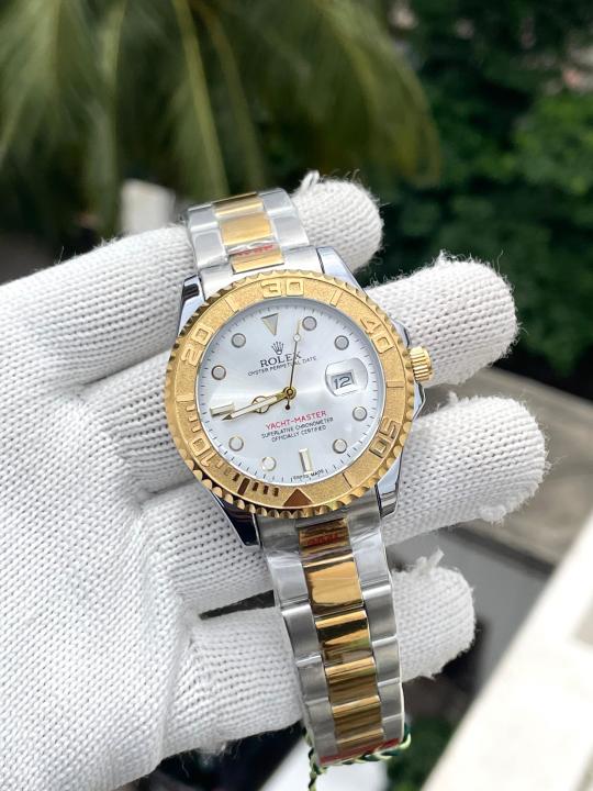 Roleex Yachtmaster Two Tone White Dial Sweep Movement AT464