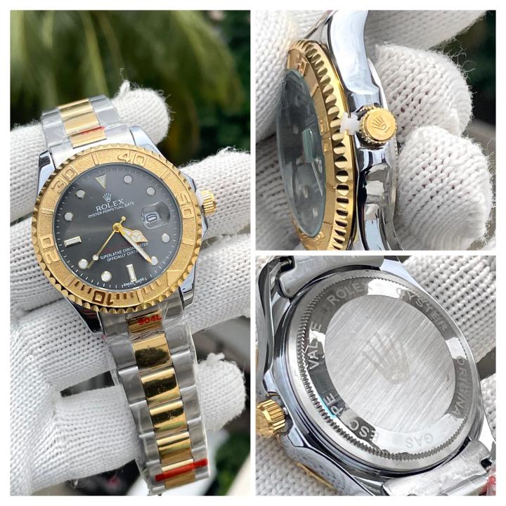 Roleex Yachtmaster Two Tone Black Dial Sweep Movement AT464
