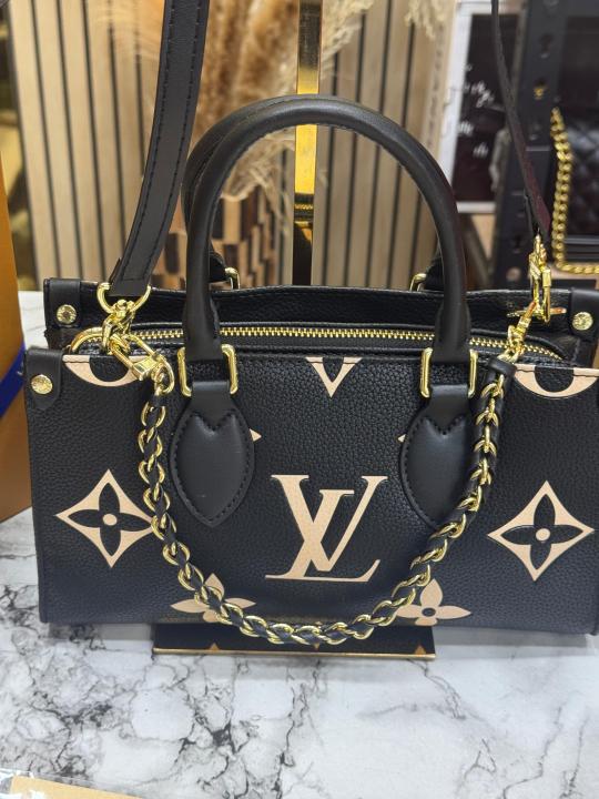 Loui Vuitton OnTheGo East West Bi-color Monogram Handbag With Double Box Packaging (Black-White) (43812)