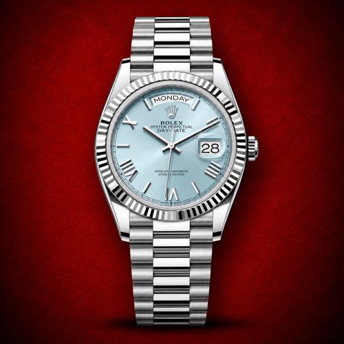 Rolex 36mm Day Date Stainless Steel Sky Blue Dial
