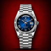 Rolex 36mm Day Date Stainless Steel Ombre Blue Dial