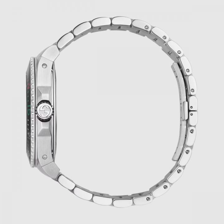 Guccci Dive Stainless Bee Japan Silver Black Dial