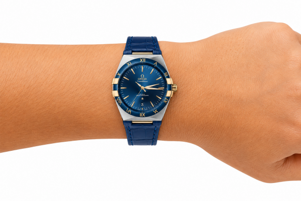 Omegga Constellation Co-Axial Chronometer Light Blue Leather Strap