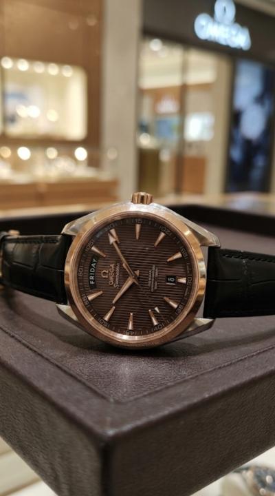 Omegga Seamaster Japan Black Leather Strap Tow Tone Copper