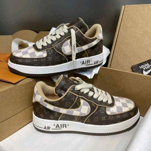 Nikkee Airforce 1 Low x Louiiss Vuittoonn Virgil Abloh Brown