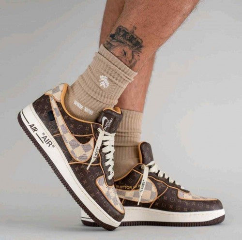 Nikkee Airforce 1 Low x Louiiss Vuittoonn Virgil Abloh Brown