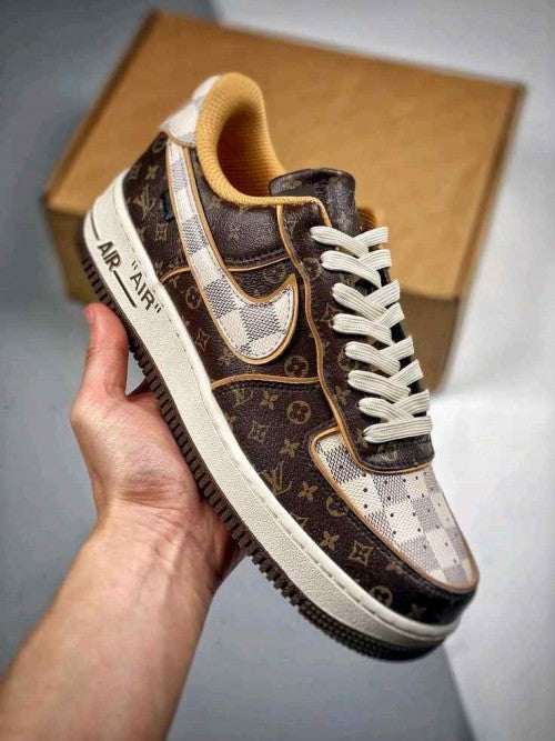 Nikkee Airforce 1 Low x Louiiss Vuittoonn Virgil Abloh Brown