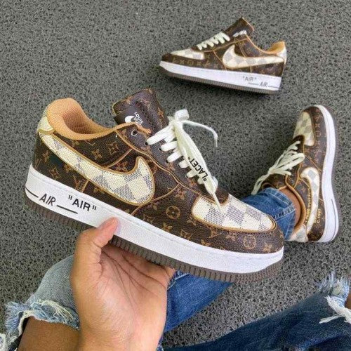 Nikkee Airforce 1 Low x Louiiss Vuittoonn Virgil Abloh Brown