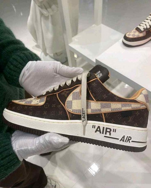 Nikkee Airforce 1 Low x Louiiss Vuittoonn Virgil Abloh Brown
