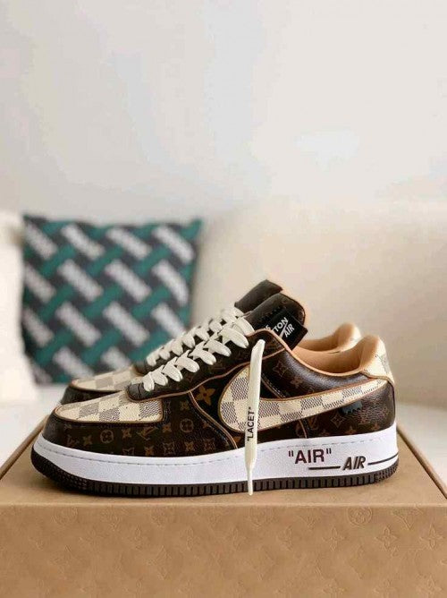 Nikkee Airforce 1 Low x Louiiss Vuittoonn Virgil Abloh Brown
