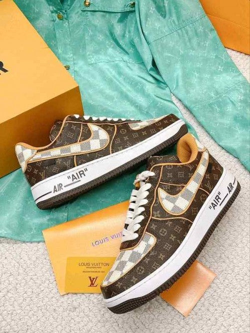 Nikkee Airforce 1 Low x Louiiss Vuittoonn Virgil Abloh Brown