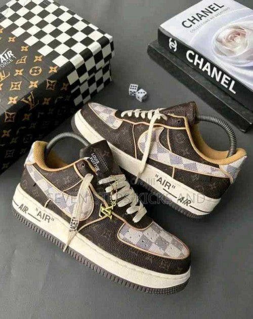 Nikkee Airforce 1 Low x Louiiss Vuittoonn Virgil Abloh Brown