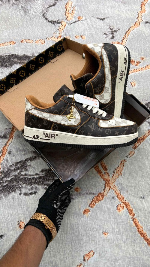 Nikkee Airforce 1 Low x Louiiss Vuittoonn Virgil Abloh Brown