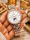 Fossiil Women Chronograph Sunmoon Rosegold White