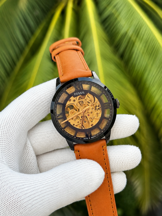 FOSSIIL TOWNSMAN C AUTOMATIC ORANGE BROWN LEATHER BELT AT165