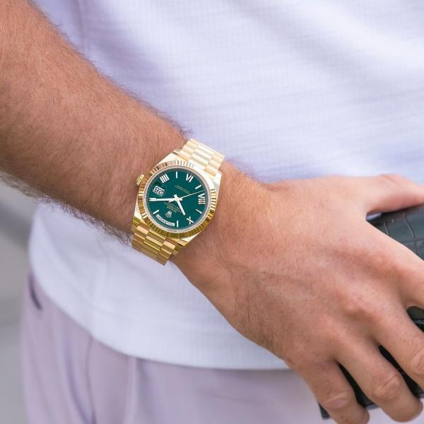 Rolee_x Oyster Perpetual Day Date 40 Battery Gold-Green