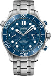 Omegg_a Seamaster Diver 300M Co-Axial Master Chronometer Chronograph silver blue