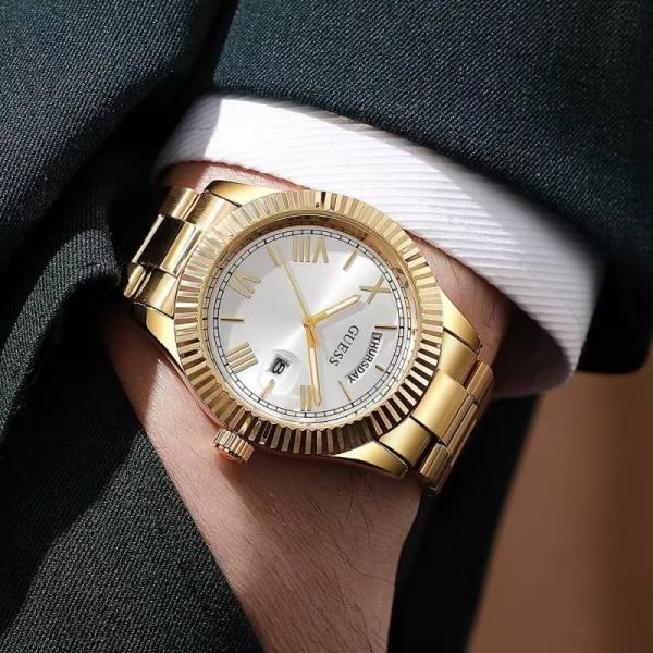 Guess Day Date Men Gold White watch