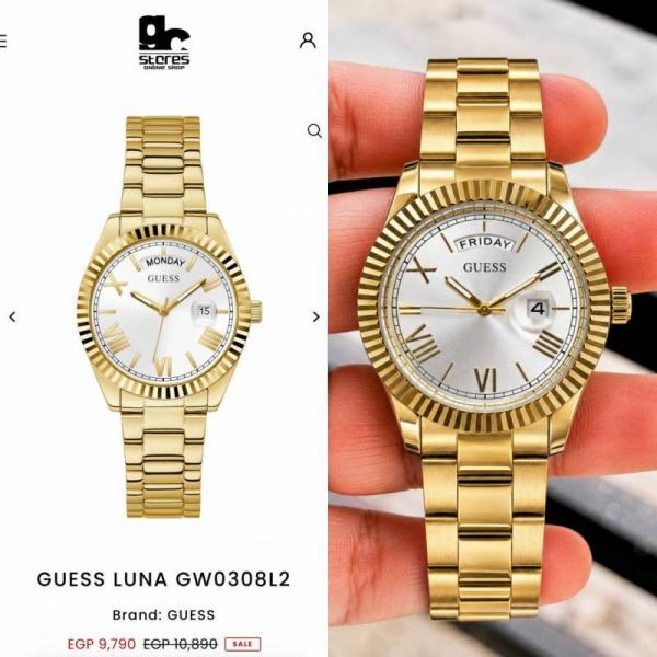 Guess Day Date Men Gold White watch