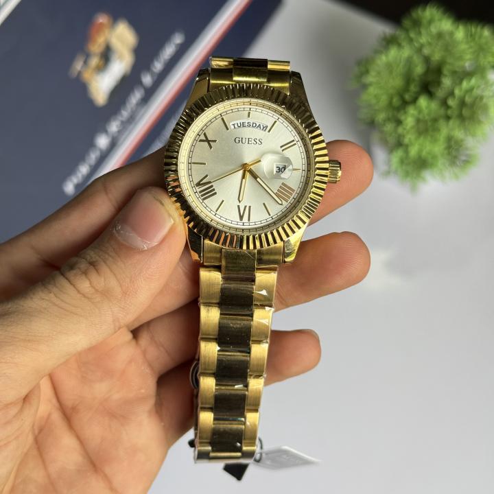 Guess Day Date Men Gold White watch