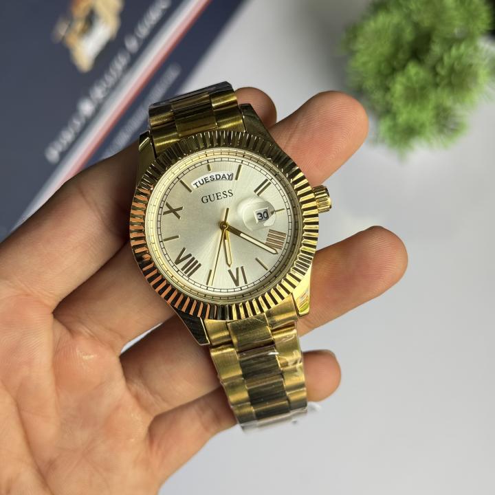 Guess Day Date Men Gold White watch