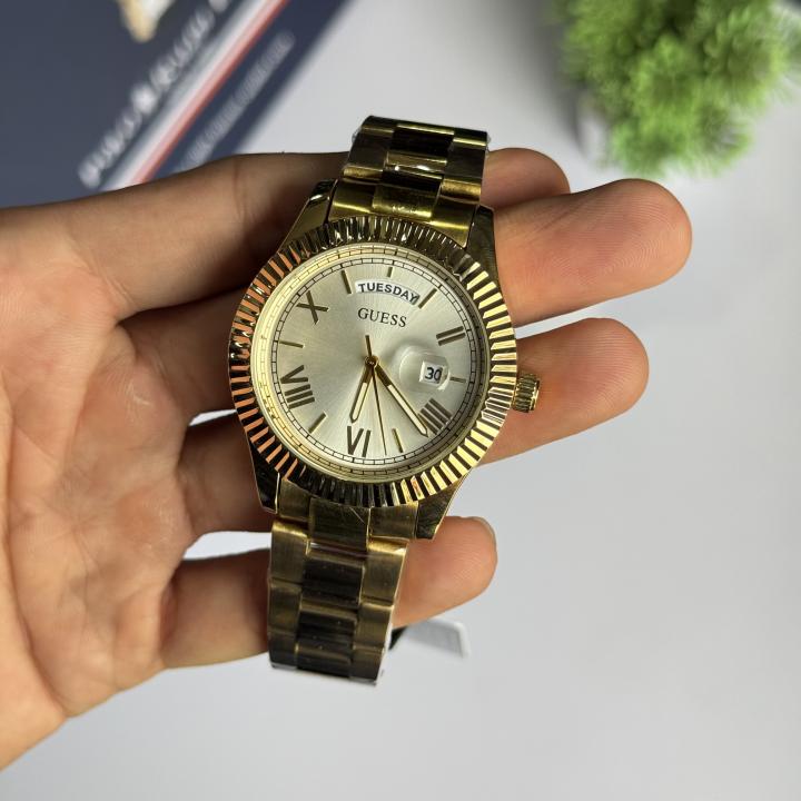 Guess Day Date Men Gold White watch