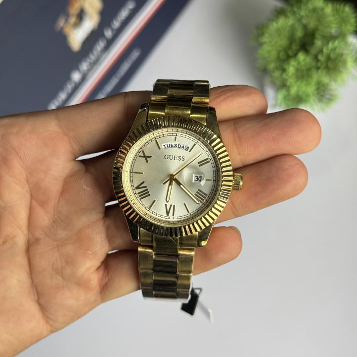 Guess Day Date Men Gold White watch