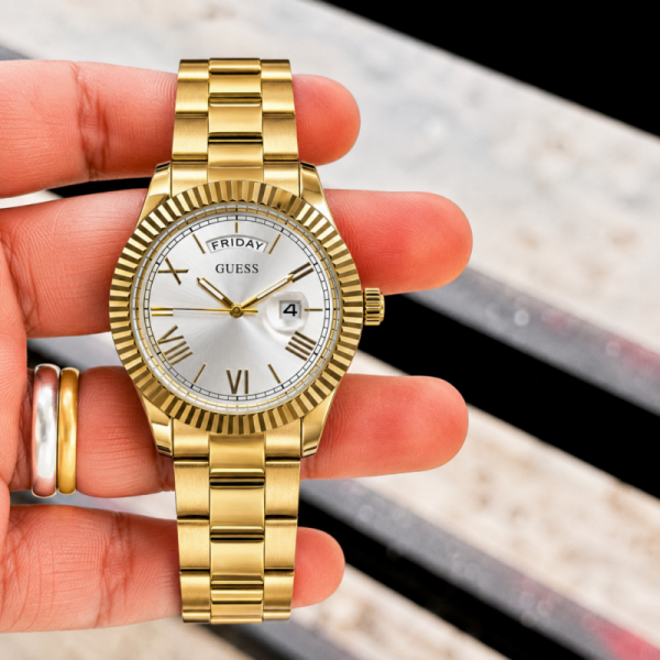 Guess Day Date Men Gold White watch