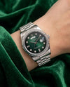 Rolee_x Oyster Perpetual Day Date Diamond Silver Green