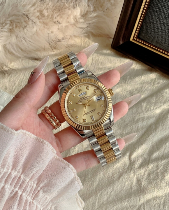 Rolee_x Oyster Perpetual Day Date Diamond 2Ton Gold