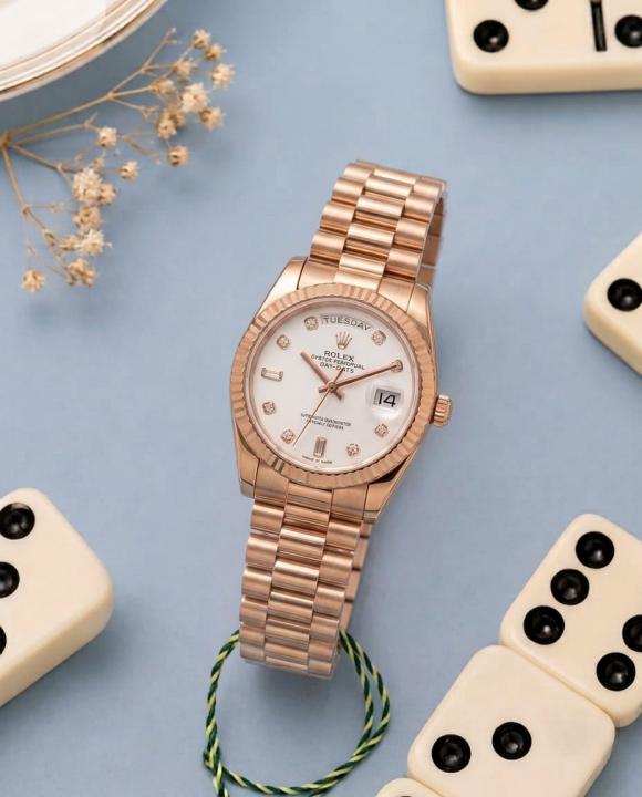 Rolee_x Oyster Perpetual Day Date Diamond Copper White