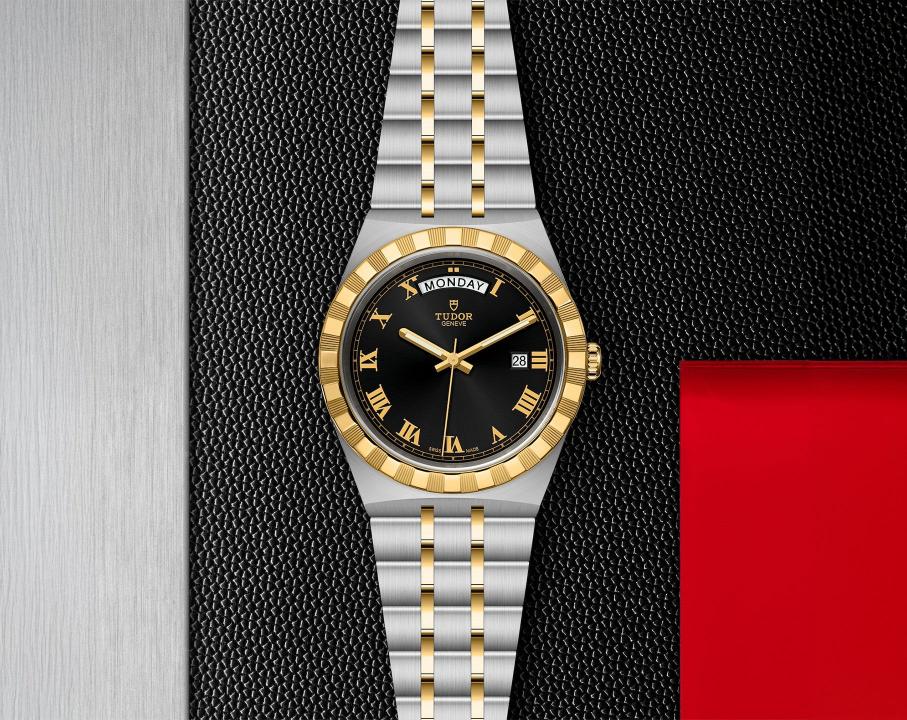 Tudor Royal Automatic 2 ton gold Black Roman ank