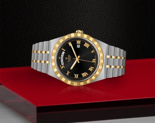 Tudor Royal Automatic 2 ton gold Black Roman ank