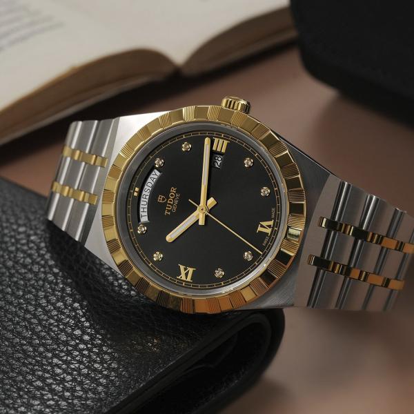 Tudor Royal Automatic 2 ton gold black Diamond