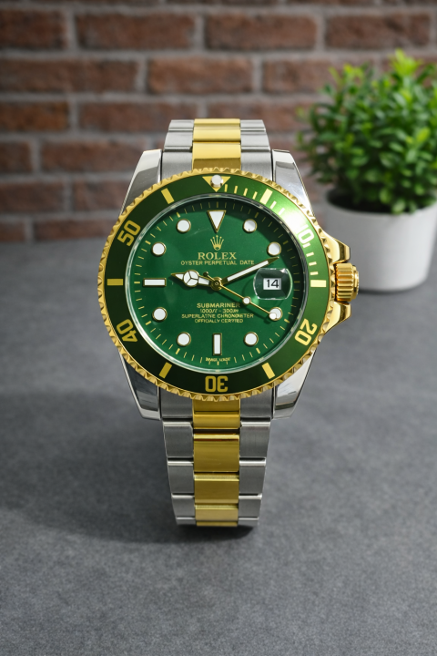 Roleex Submarine Two Tone Green Dial AT291