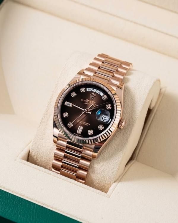 Rolee_x Oyster Perpetual Day Date Diamond Cooper Brown 40 Battery