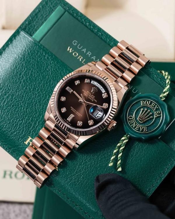 Rolee_x Oyster Perpetual Day Date Diamond Cooper Brown 40 Battery