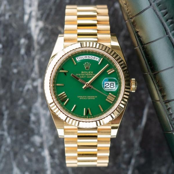 Rolee_x Oyster Perpetual Day Date 40 Battery Gold-Green