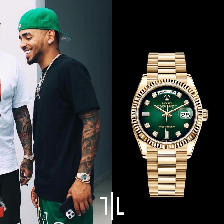 Rolee_x Oyster Perpetual Day Date Diamond Gold-Green 40 Battery