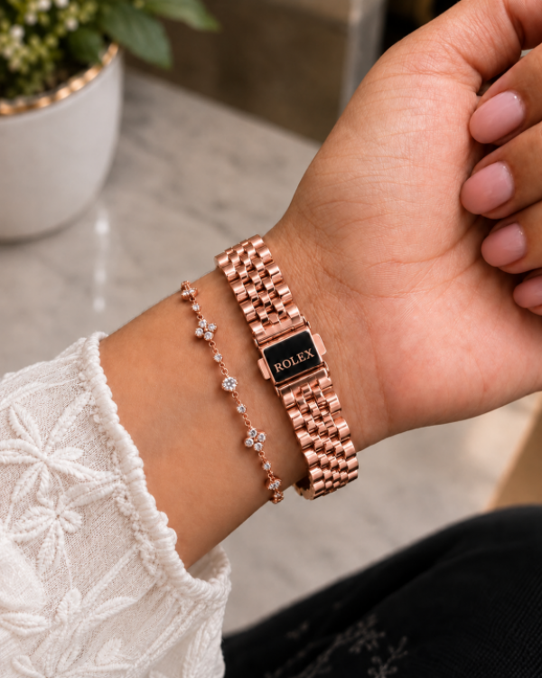 Roleex Women Oyster Perpetual Rosegold White