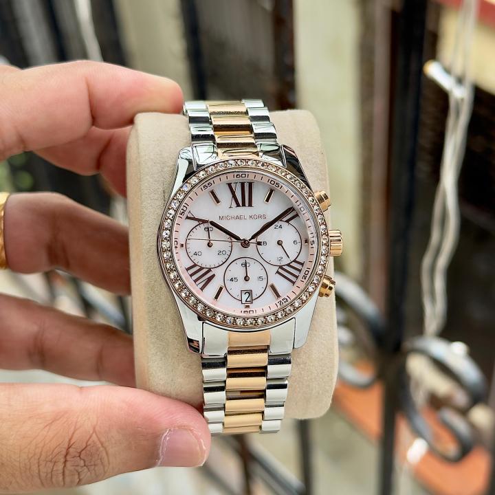 Michae_el Kors Lexington Chronograph womens 2 ton copper white