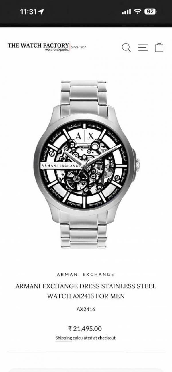 Armaann_i Exchange Ax2418 Hampton Automatic silver Black and white