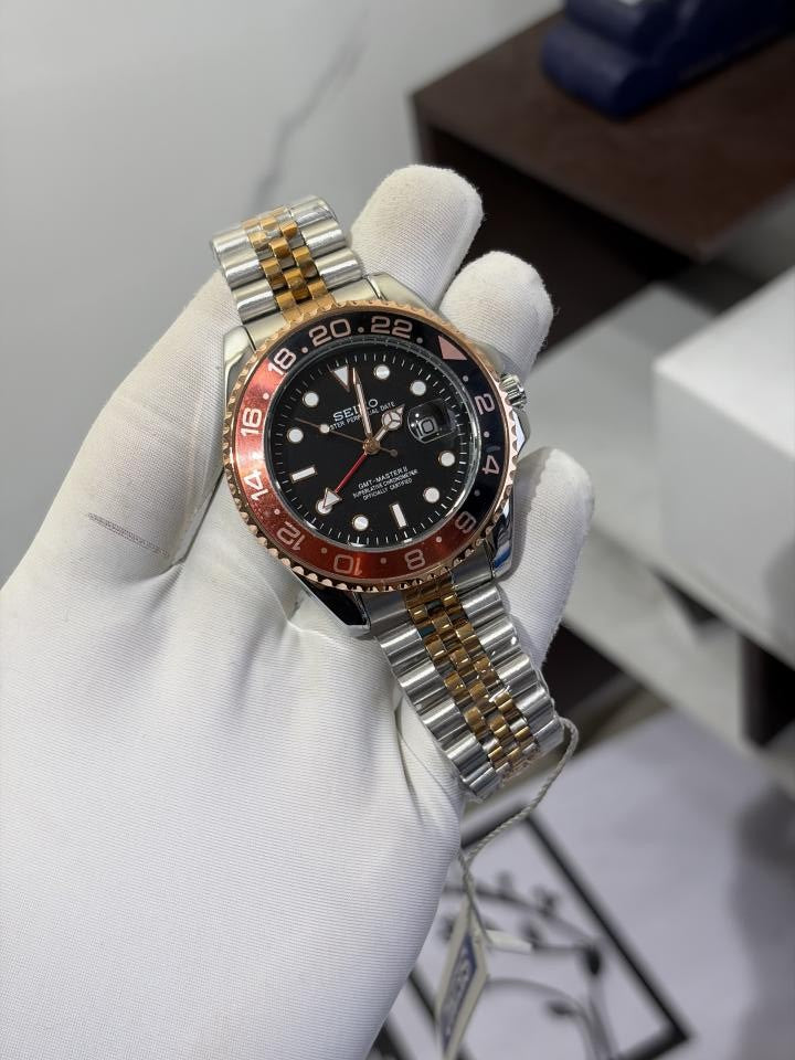 SEIKO GMT MASTER 2 SWISS MOVEMENT LIKE AUTO BUTTERFLY LOCK 1016