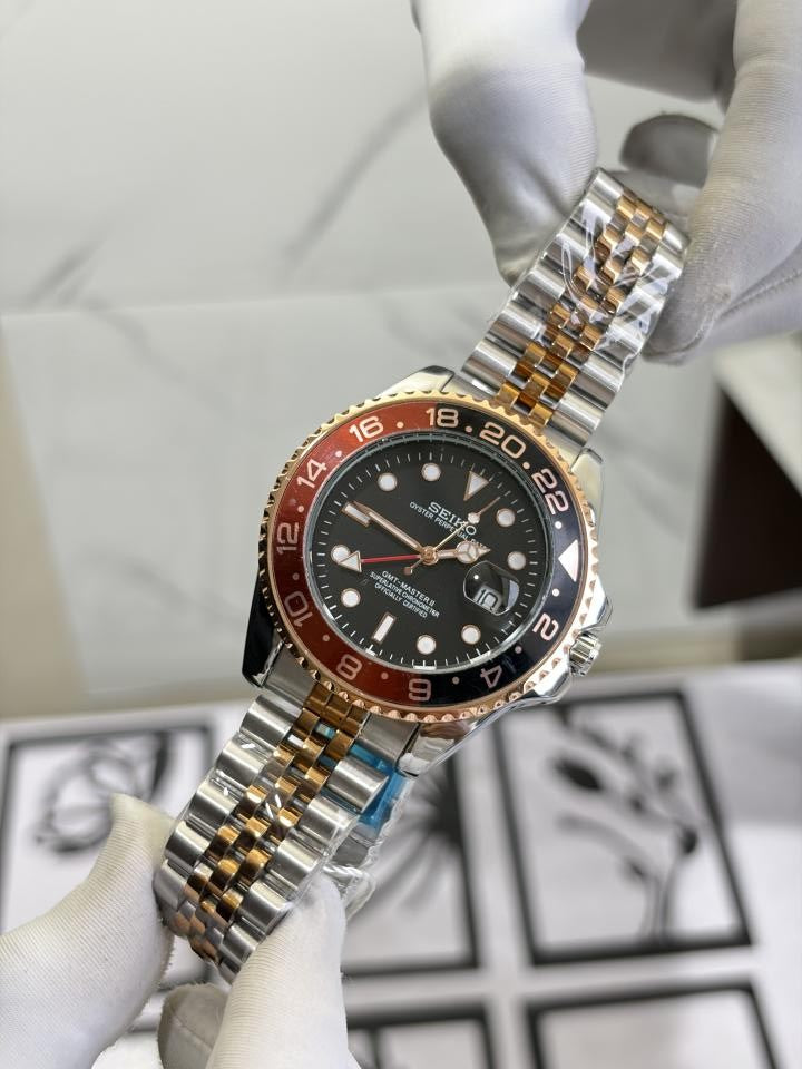 SEIKO GMT MASTER 2 SWISS MOVEMENT LIKE AUTO BUTTERFLY LOCK 1016