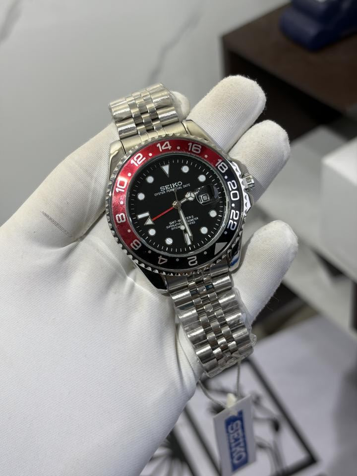 SEIKO GMT MASTER 2 SWISS MOVEMENT LIKE AUTO BUTTERFLY LOCK 1017