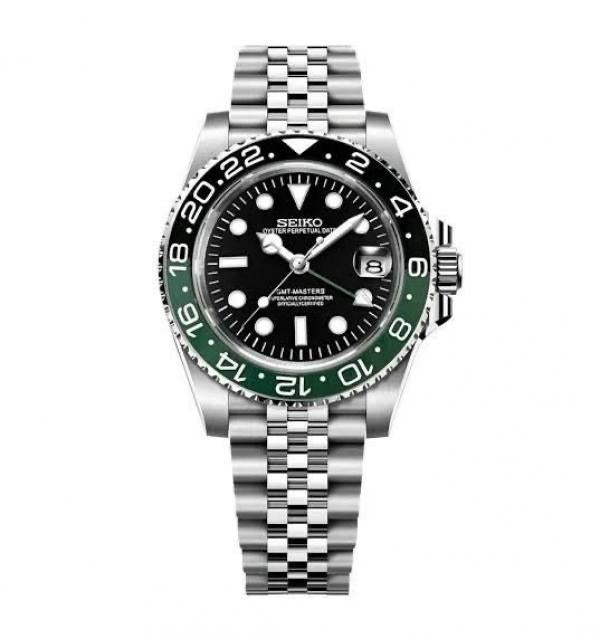 SEIKO GMT MASTER 2 SWISS MOVEMENT LIKE AUTO BUTTERFLY LOCK 1018