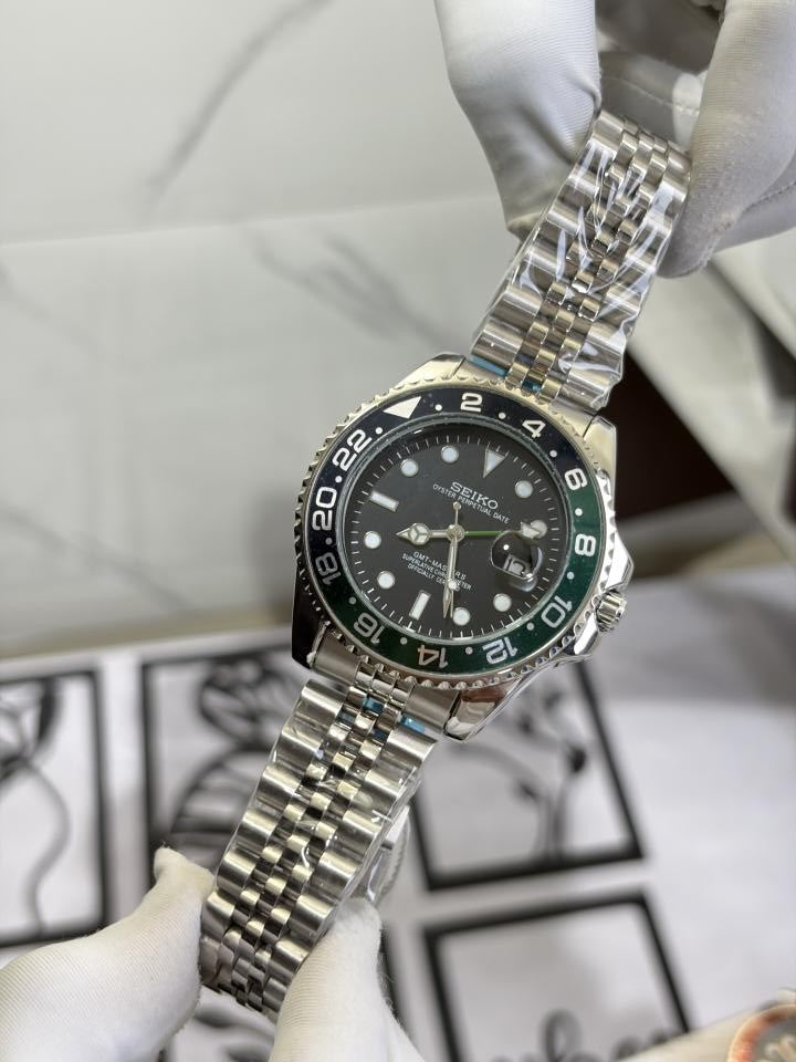 SEIKO GMT MASTER 2 SWISS MOVEMENT LIKE AUTO BUTTERFLY LOCK 1018