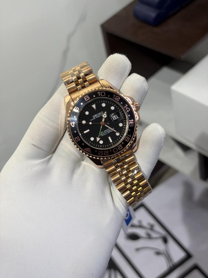 SEIKO GMT MASTER 2 SWISS MOVEMENT LIKE AUTO BUTTERFLY LOCK 1019
