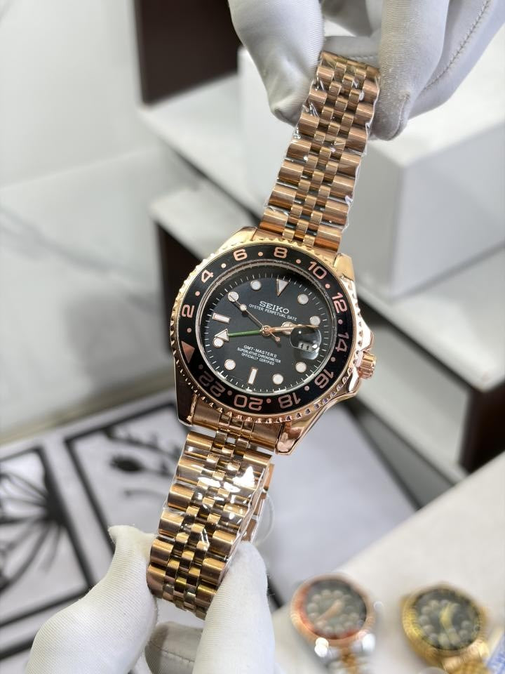 SEIKO GMT MASTER 2 SWISS MOVEMENT LIKE AUTO BUTTERFLY LOCK 1019