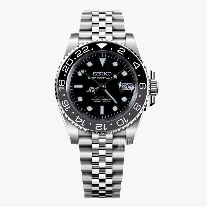 SEIKO GMT MASTER 2 SWISS MOVEMENT LIKE AUTO BUTTERFLY LOCK 1020